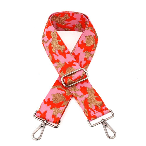 Bubble Gum Pink & Orange and Gold Bag Strap