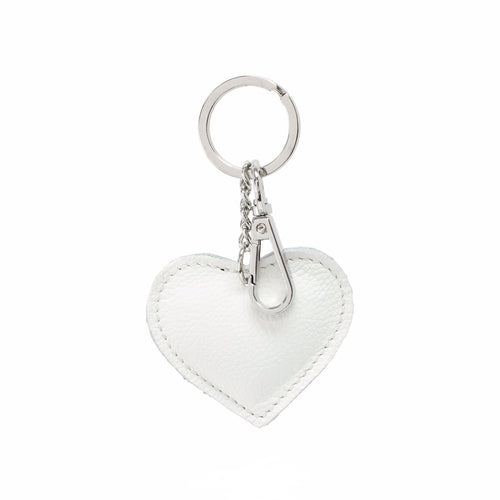 White Leather Heart Keyring
