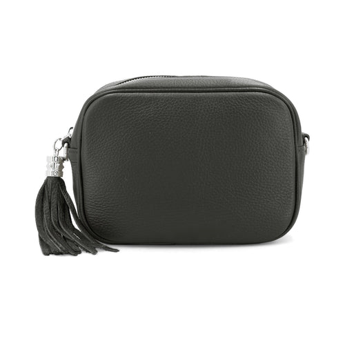 Dark Grey Leather Cross Body Camera Bag