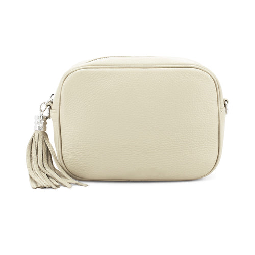 Cream Leather Cross Body Camera Bag