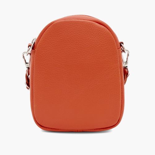 Burnt Orange Small Leather Cross Body Bag