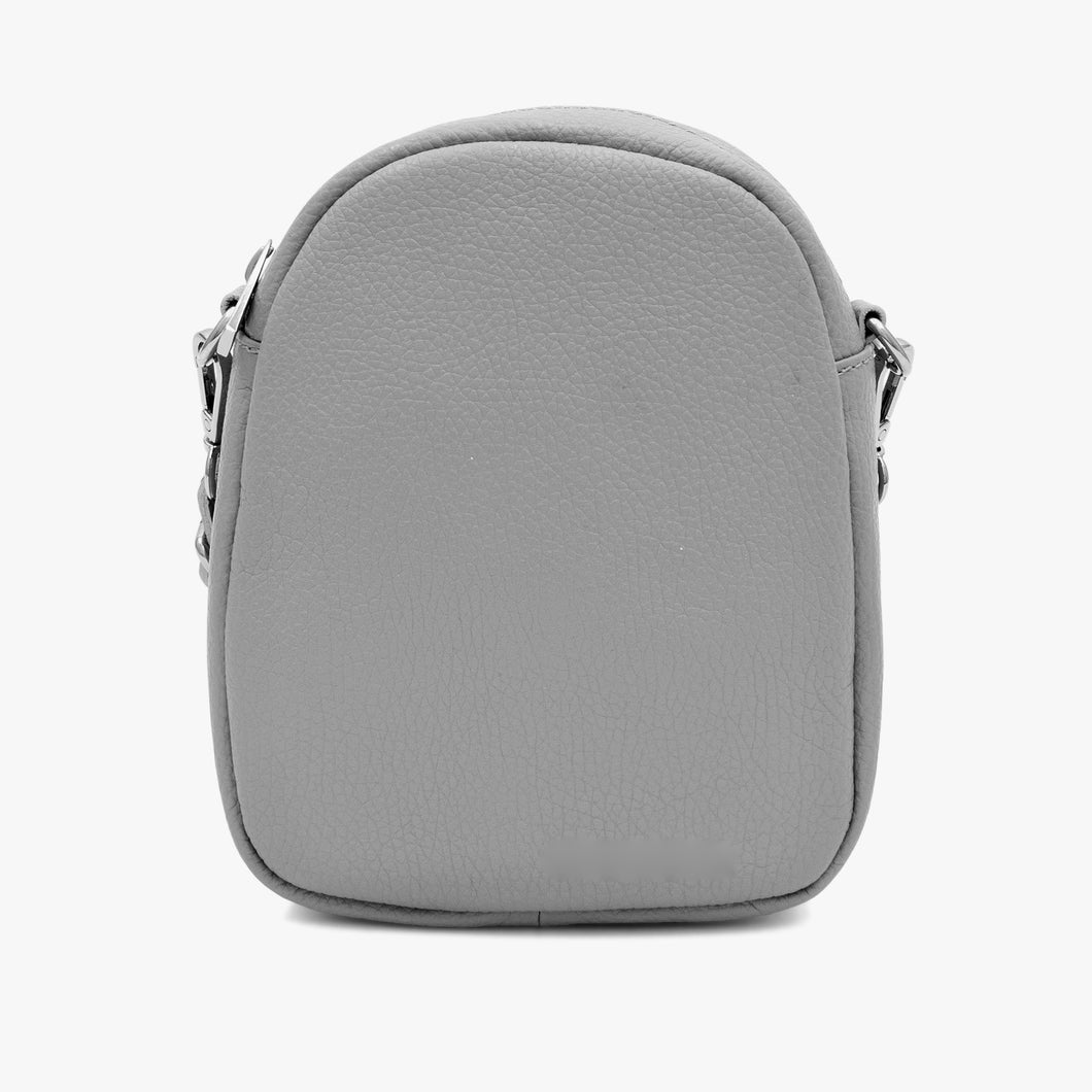 Pale Grey Leather Small Cross Body Bag