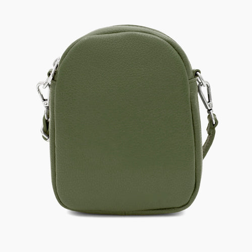 Khaki Leather Small Cross Body Bag