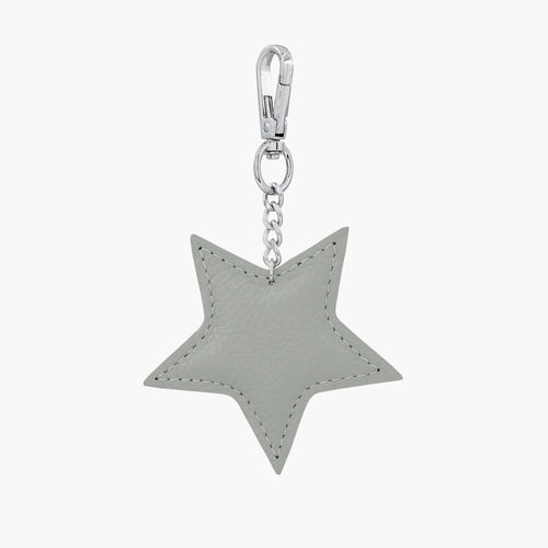 Grey Leather Star Keyring/Charm