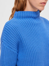 Load image into Gallery viewer, Selected Femme Blue Ribbed Cotton Rich Jumper