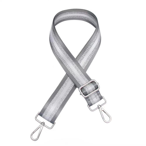 Grey & Silver Striped Bag Strap