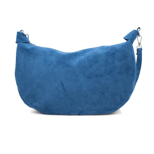 Denim Blue Suede Leather Cross Body Sling Bag