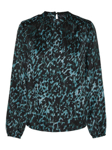 Black & Teal Printed Blouse