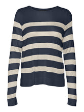 Load image into Gallery viewer, Vero Moda Fine Knit Navy &amp; Birch Big Stripe Jumper