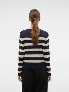 Vero Moda Fine Knit Navy & Birch Big Stripe Jumper