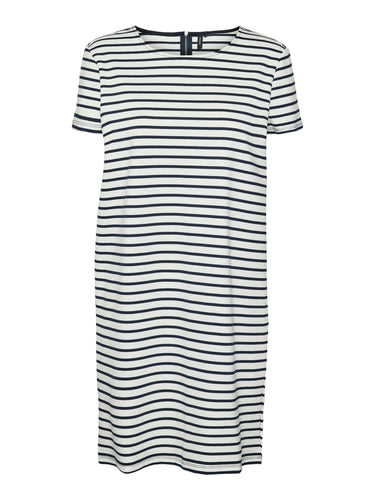 Vero Moda Navy & White Short Jersey Dress