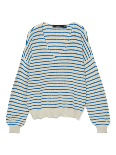 Vero Moda V Neck Long Sleeve Striped Jumper