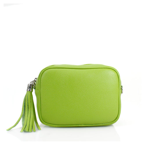 Lime Leather Cross Body Camera Bag
