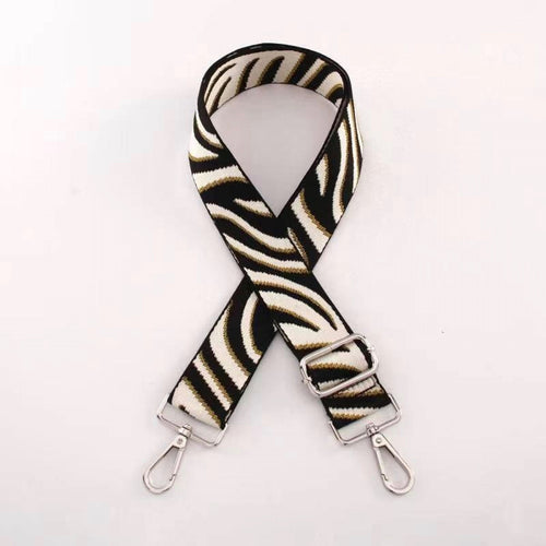 Cream & Gold Zebra Thin Bag Strap