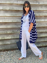 Load image into Gallery viewer, Navy &amp; White Striped Lightweight Cardigan