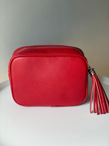 Red Leather Cross Bag Camera Bag