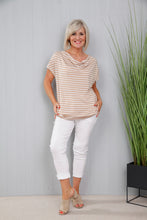 Load image into Gallery viewer, Beige &amp; White Cowl Neck Top