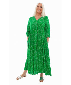Dreams Green Spot 3/4 Sleeve Dress