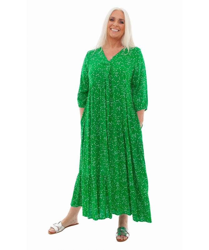 Dreams Green Spot 3/4 Sleeve Dress