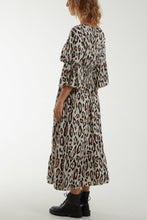 Load image into Gallery viewer, Animal Print Bell Sleeve Dress - Stone