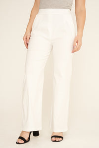 White Wide Leg Stretch Trousers