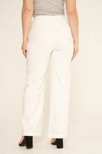 White Wide Leg Stretch Trousers