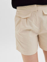 Load image into Gallery viewer, Tailored A-Line Linen Shorts- Cream