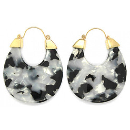 Ivory/Black Large Resin Earrings