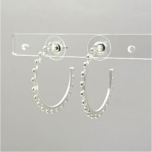 Silver Flat C Shaped Hoop Earrings