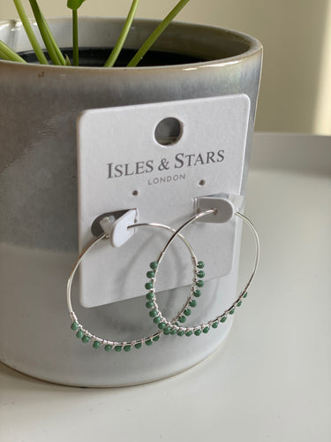 Mint Green Bead Hoop Earrings