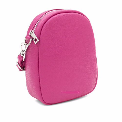 Hot Pink Small Leather Cross Body Bag