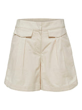 Load image into Gallery viewer, Tailored A-Line Linen Shorts- Cream