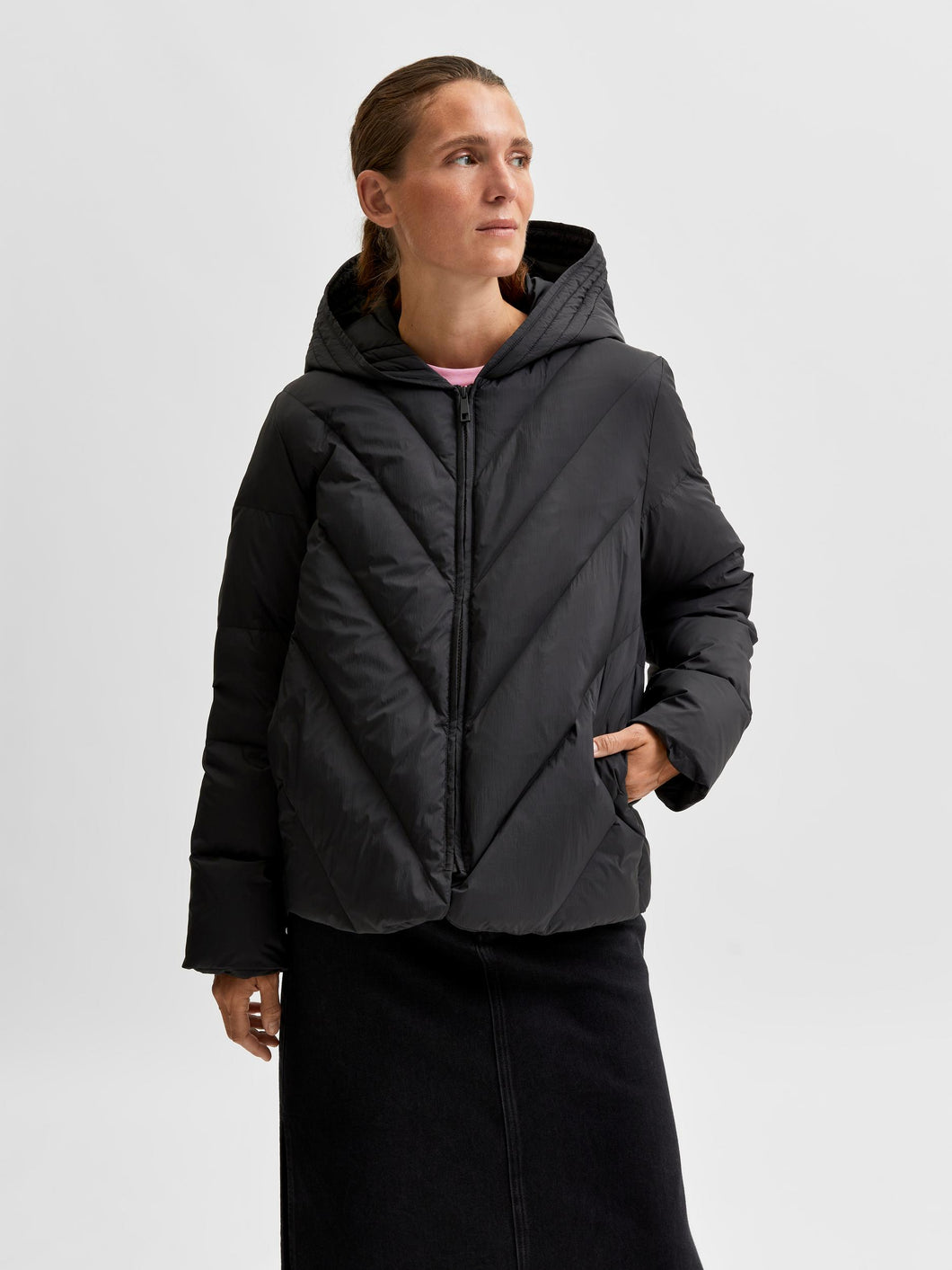 Quilted Puffer Jacket - Black