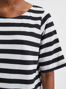 Striped Jersey T-Shirt Dress- Black