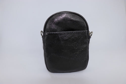 Iron Grey Double Compartment Leather Cross Body Bag