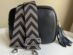 Black & Cream Chevron Bag Strap