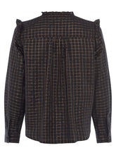 Load image into Gallery viewer, Shimmer Check L/S Blouse - Black/Copper